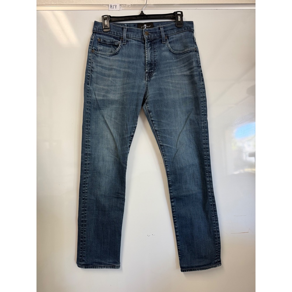 7 For All Mankind Slimmy Slim Fit Jeans Mens 29 Medium Wash Blue Stretch Denim